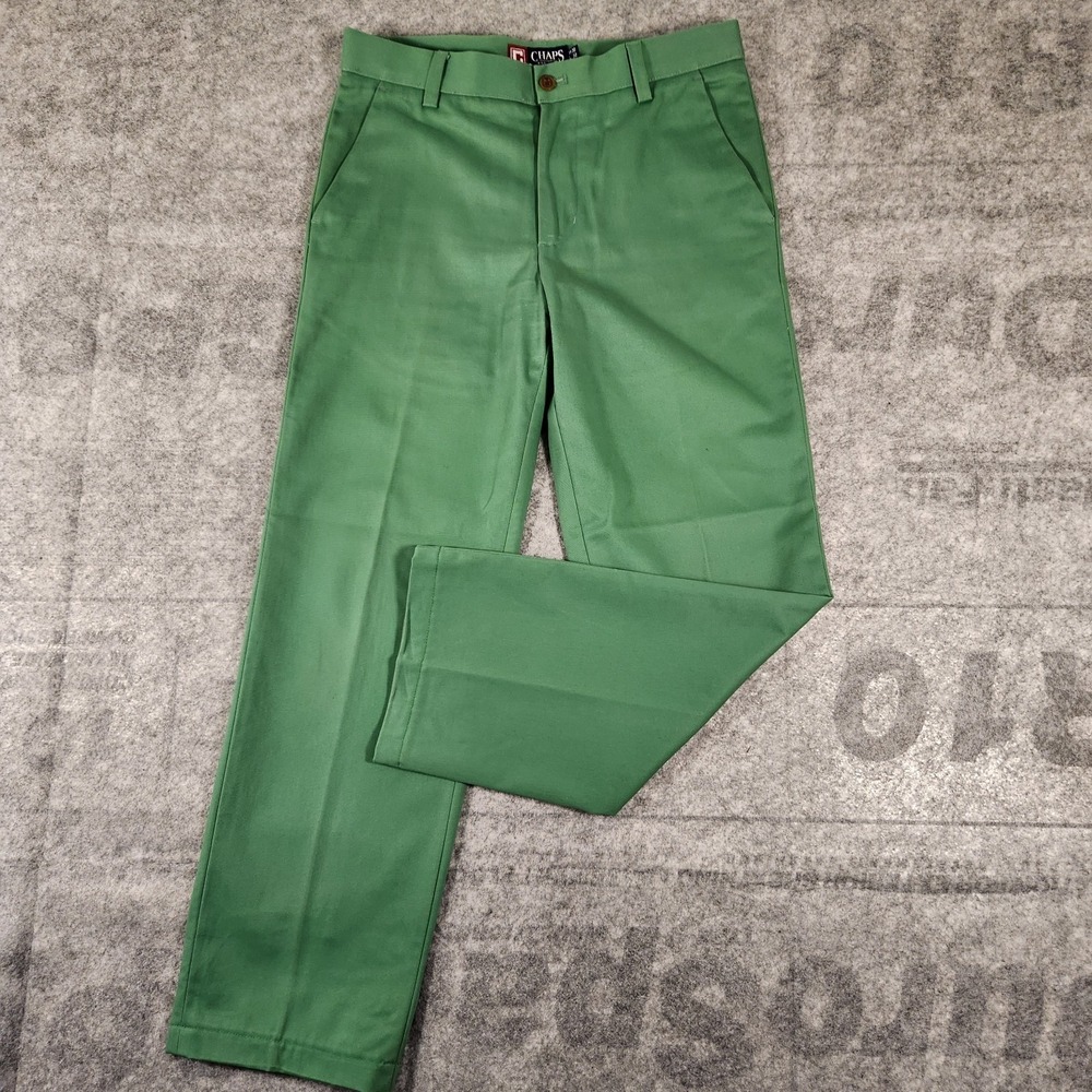 Chaps Pants Men's Size 30x28 Green Slim‎ Fit Flat Chino's Preppy